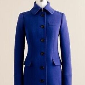 J. Crew Metro Lady Day Coat, Double Cloth Wool, Royal Blue, Size 6